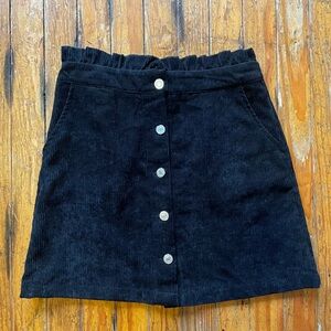 NWOT Black Corduroy Button Skirt